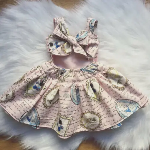 Summer Sleeveless Cartoon Flower Newborn Girl Princess Dress Bowknot Bandage Kids Party Wedding Pageant Slip Pink Outfits | Детская