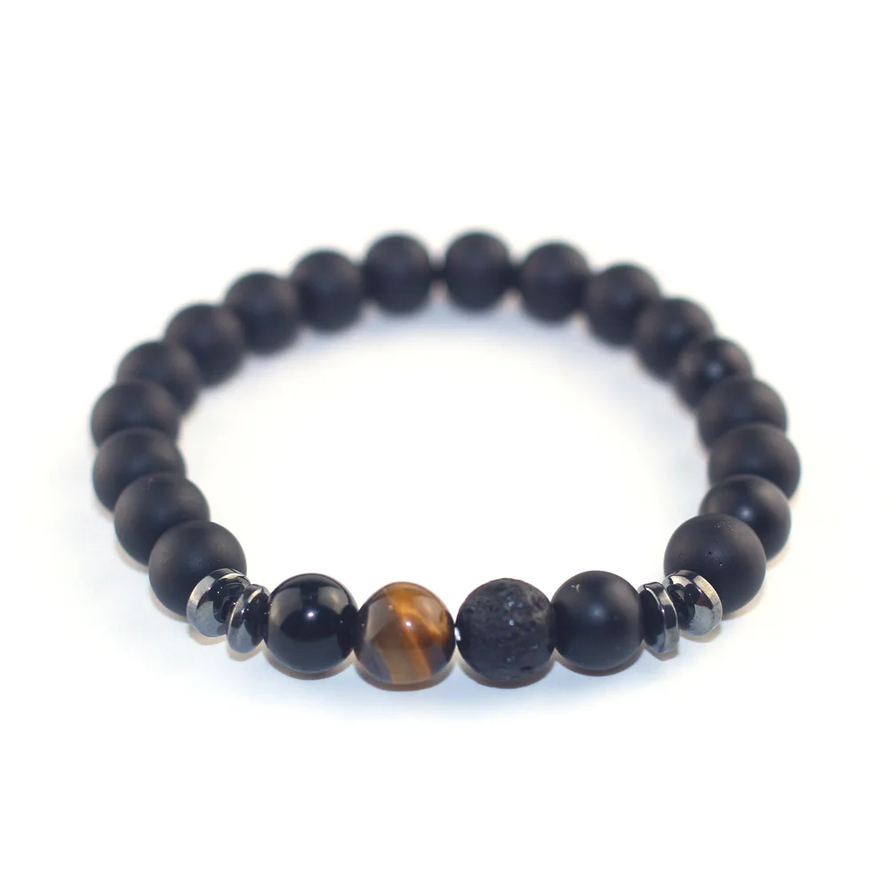 Fashion Couple Tiger Eye Stone Bracelets Bangles Classic Black&amp Matte tiger eye gallstone bead Charm Bead Bracelet Women Men | Украшения
