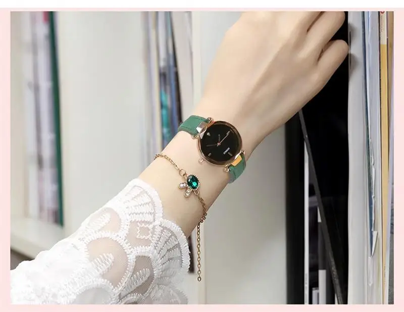 Orologio Donna модные роскошные часы кожаный ремешок из нержавеющей стали аналоговые