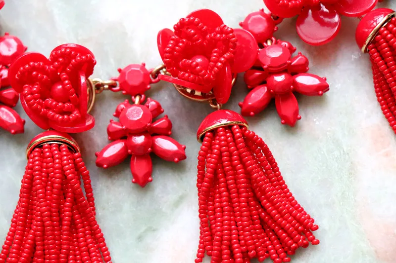

Free shipping copper handmade red beads golden red necklace