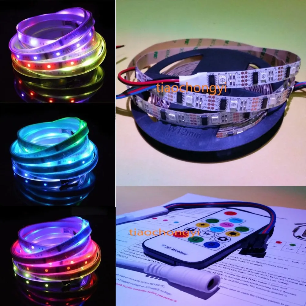 WS2801 5050 32 светодиодный/M RGB Мечта Цвет светодиодный IP20 + SP103E 5V