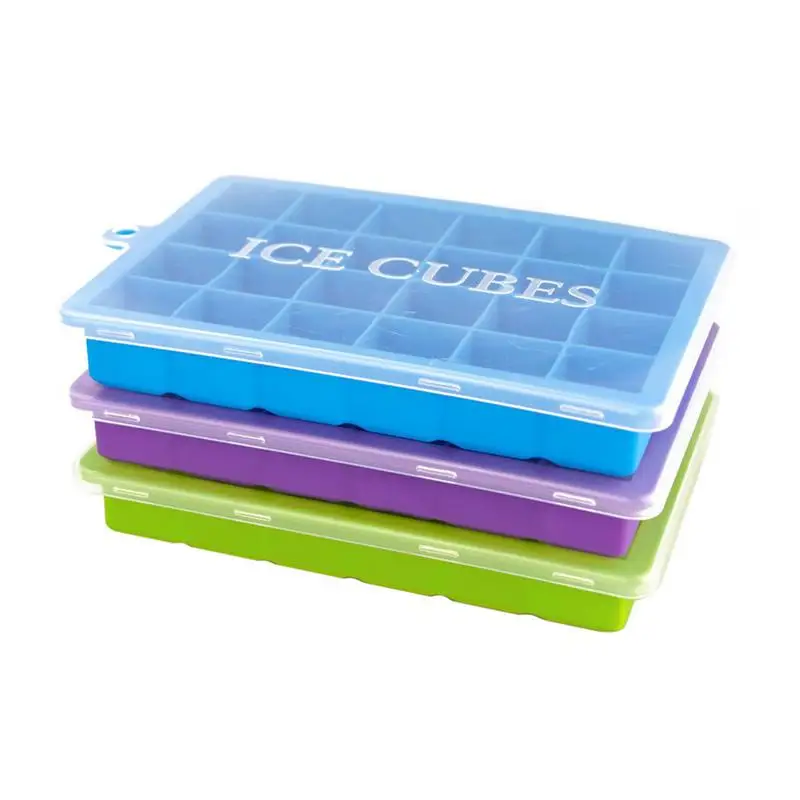 Силиконовая форма для льда IceCube с крышкой лоток домашнего хозяйства 24 квадрата