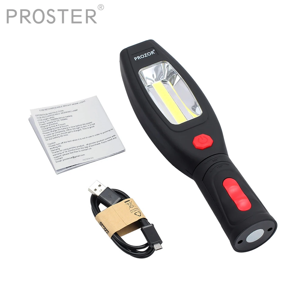 Proster 3W COB + 1W светодиодный контрольный фонарь рабочий светильник перезаряжаемый