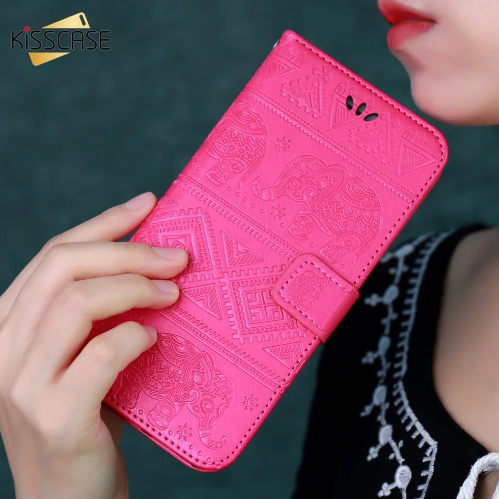 KISSCASE Leather Wallet Case For iPhone X XS Max XR Girly Flower 6 6S 7 8 Plus 5 SE 5S Cover with Card Slot | Мобильные телефоны и