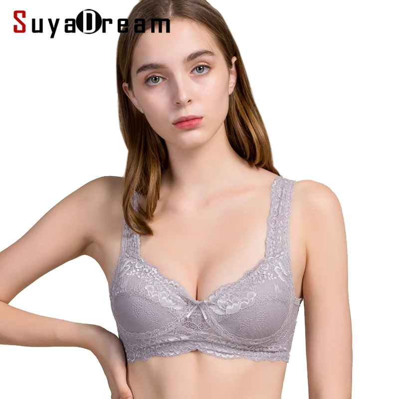 SuyaDream женские кружевные бюстгальтеры 100% натуральный шелк без косточек тонкий