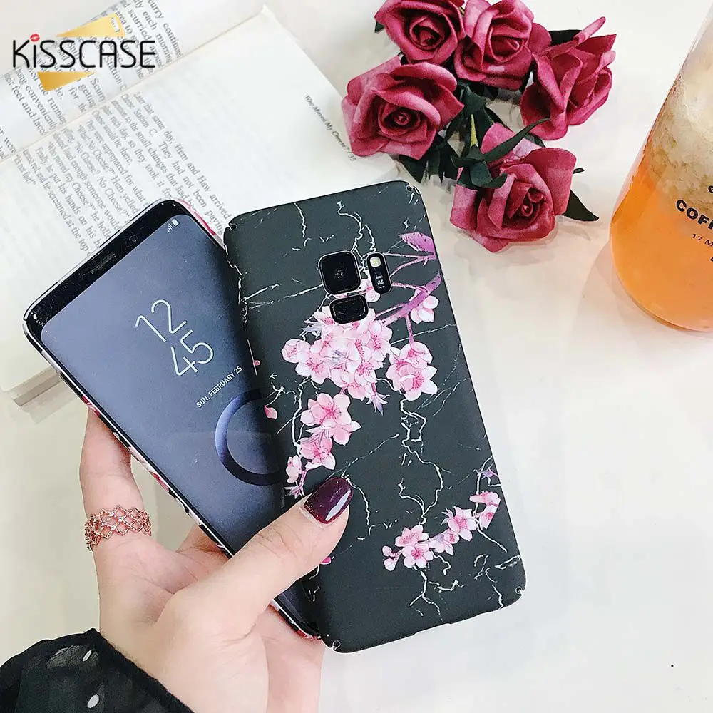 Чехол KISSCASE с цветочным узором для Samsung Galaxy Note 8 9 S8 S9 гладкий матовый Жесткий ПК