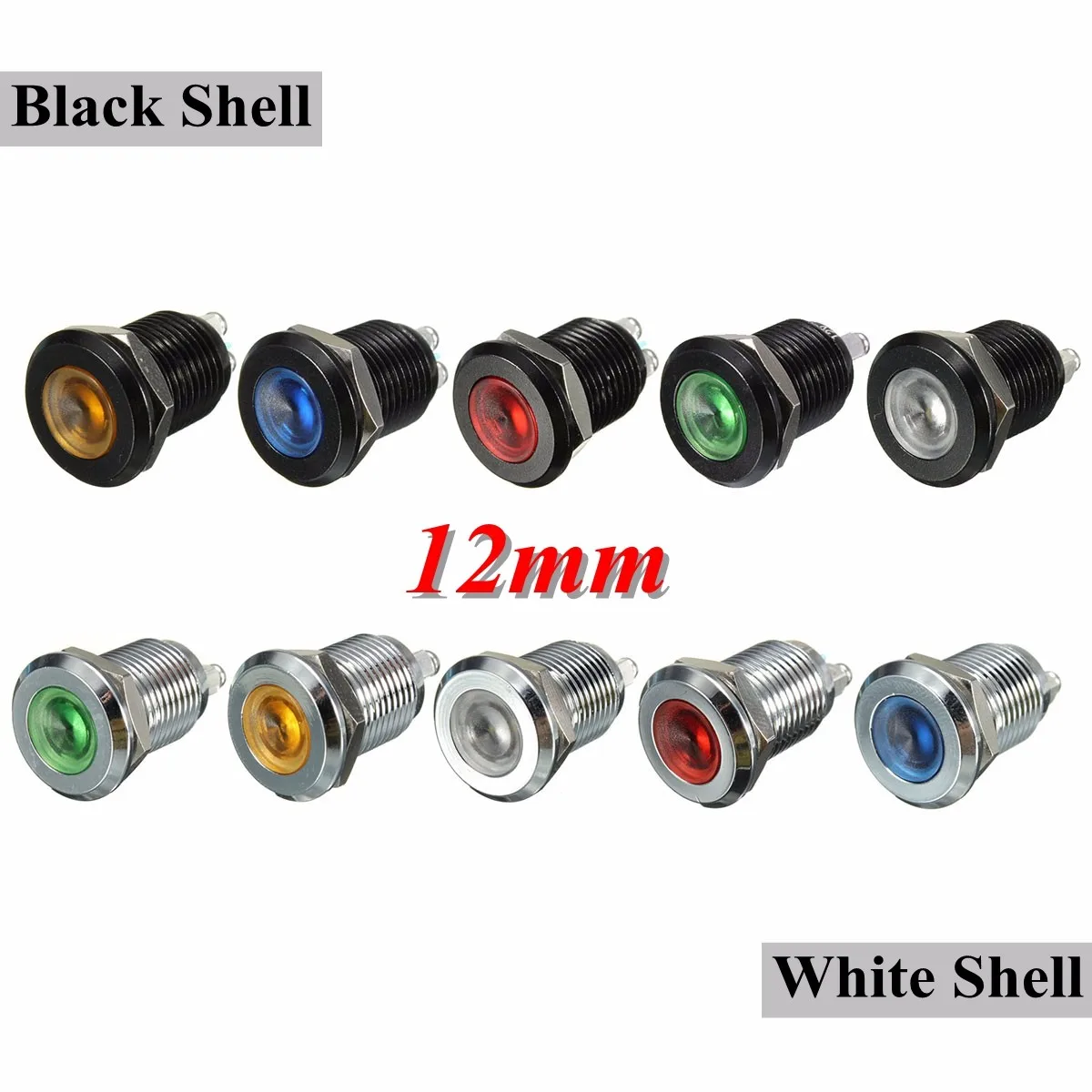 Светодиодный металлический индикатор светильник Flat Dash Lamp Screw Shape 15mm waterproof light LIGHT V