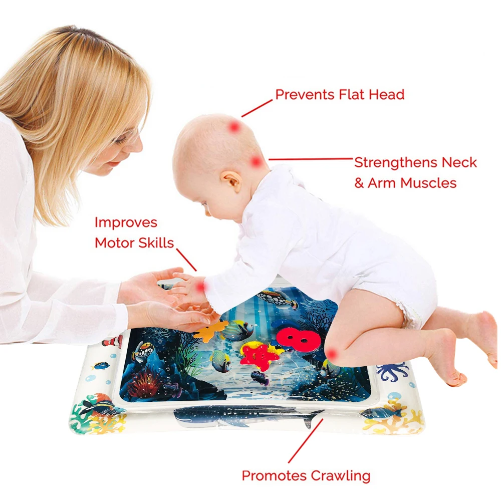 Надувной водяной коврик Tummy time для малышей Детский развивающий игровой центр