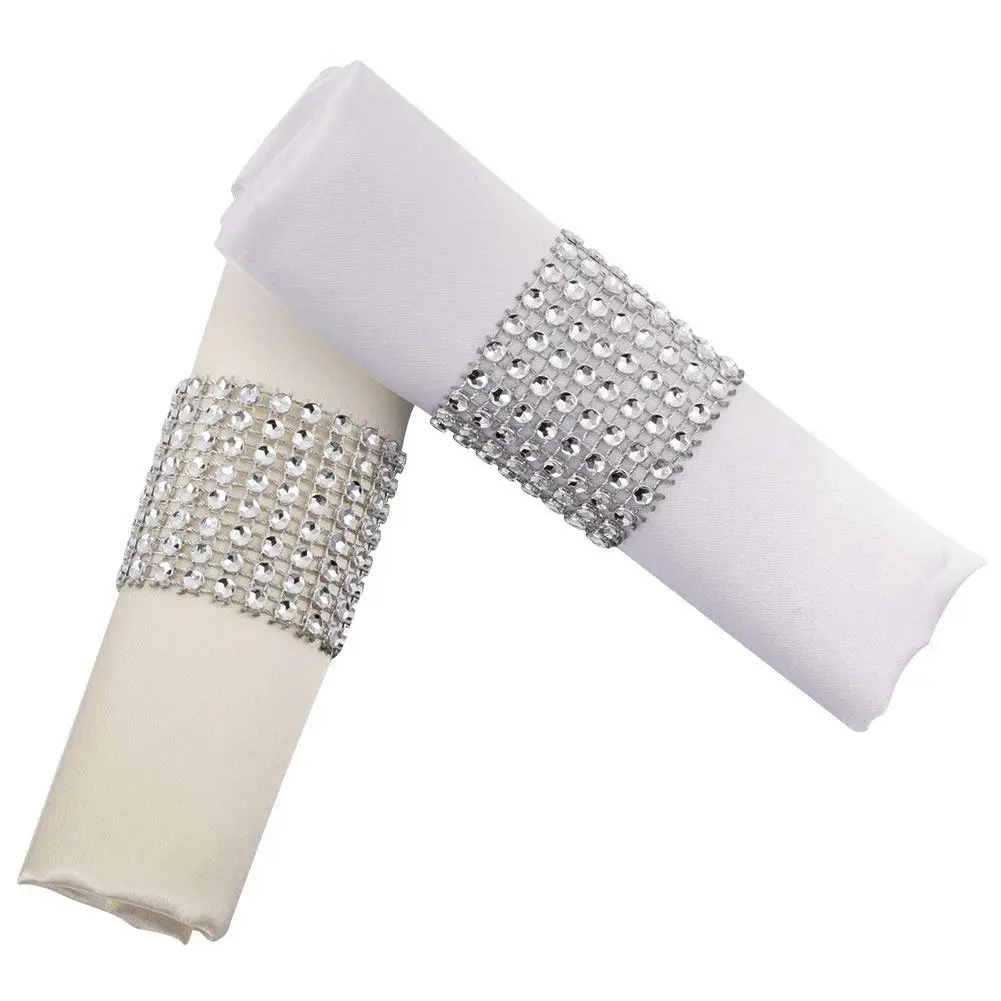 Кольца для салфеток Стразы украшение свадебной вечеринки (100 шт серебро)|Кольца