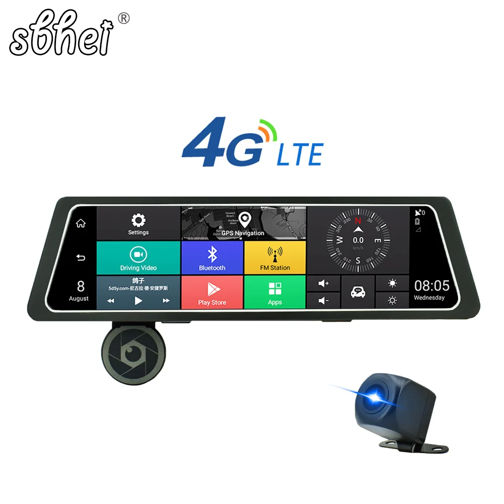 Sbhei 4G Автомобильный видеорегистратор Камера 10 &quotAndroid поток медиа зеркало заднего