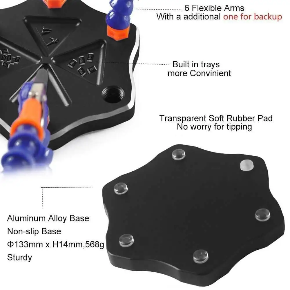 Upgraded Flexible Helping Hands Soldering Third Hand Station Tool(Magnifier and + Non-Slip Aluminum Base 7 | Инструменты