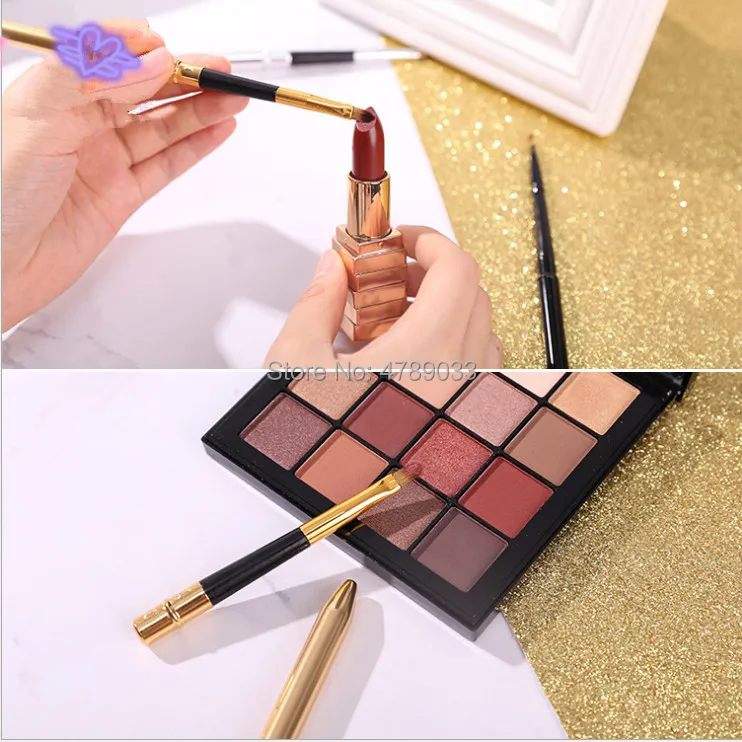 50pcs/pack Gold Silver Black Lips Makeup Brush Pen Metal Handle Cosmetic Lipgloss Lipstick Lip Gloss With Protect Cap | Красота и