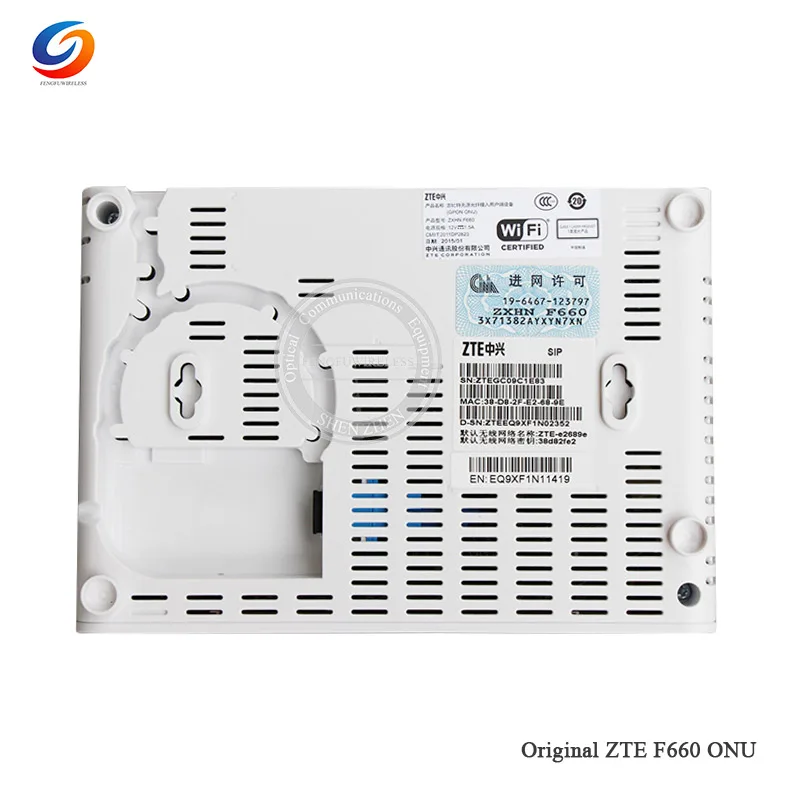 15 шт. оригинальный ZTE GPON ZXA10 F660 ONU/ONT с 1GE + 3FE 2POTS WIFI 1USB оптический сетевой терминал