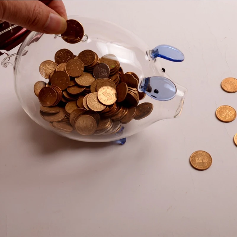 Свинья копилка монетная милый прозрачный стеклянный сувенир подарок на день