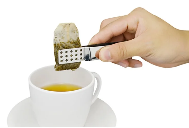 200pcs Stainless Steel Tea Bag Clip Anti-hot Clamp Sugar Tong Accessories Small Food Clips Teabag Squeezer wen6168 | Дом и сад