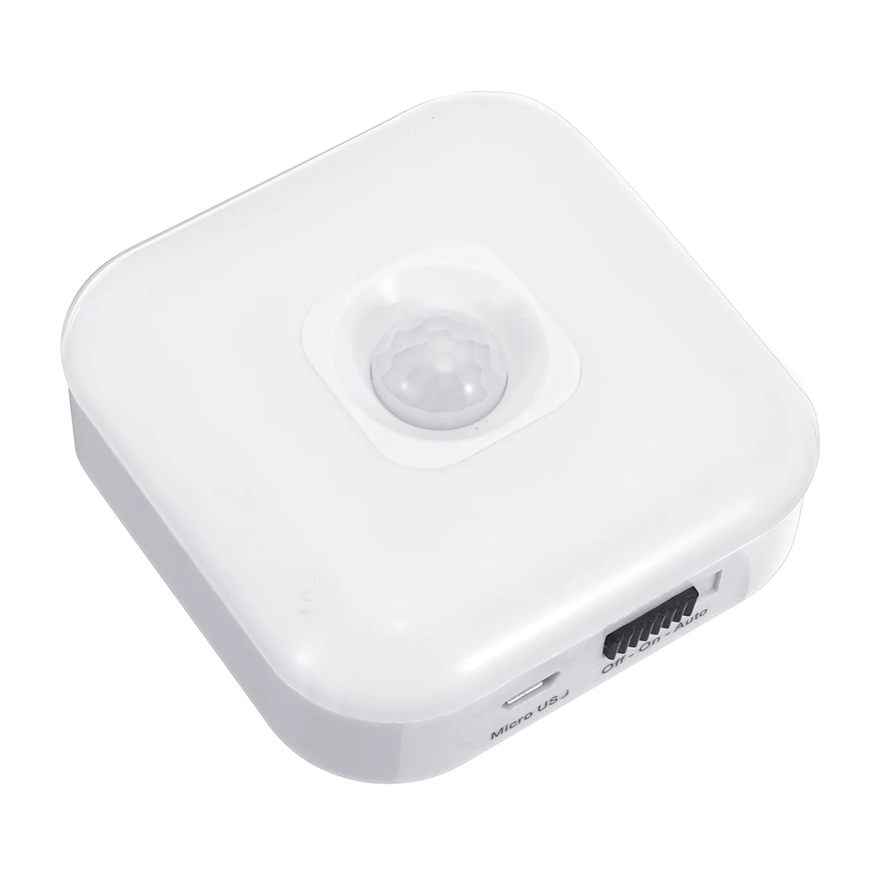 CLAITE 1W USB Перезаряжаемый 8 LED PIR датчик движения ночник теплый белый/белый шкаф