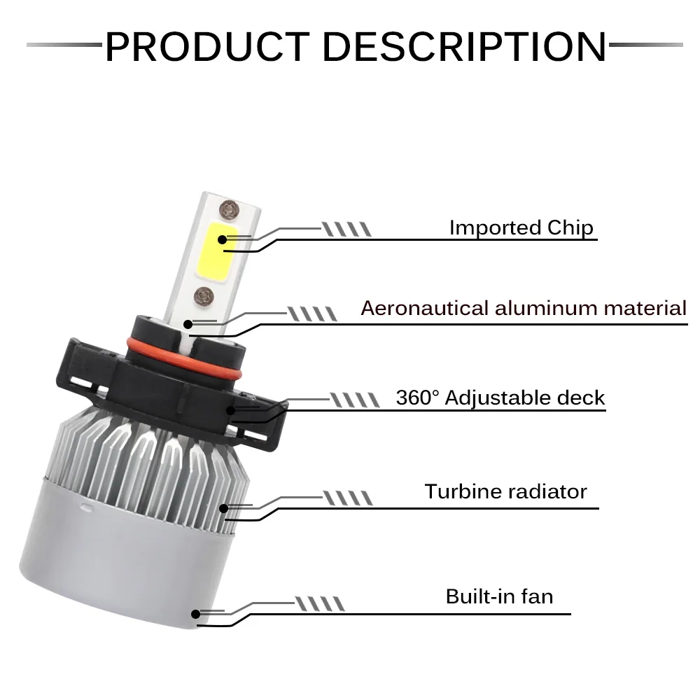 Автомобильная лампа Onever H4 H7 H11 COB LED S2 передсветильник фара H1 H13 s 9005 9006 36 Вт 6500 лм