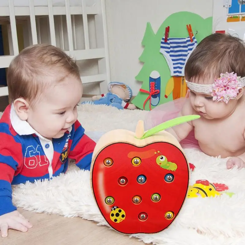 New Type Baby Wooden Toys 3D Puzzle Early Childhood Educational Catch Worm Game Color Cognitive Magnetic Toy for Children | Игрушки и