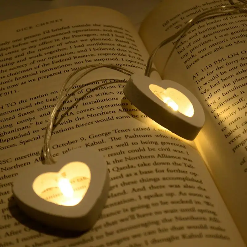 1 2 м 10 светодиодный водонепроницаемый деревянный сердечный струнный светильник