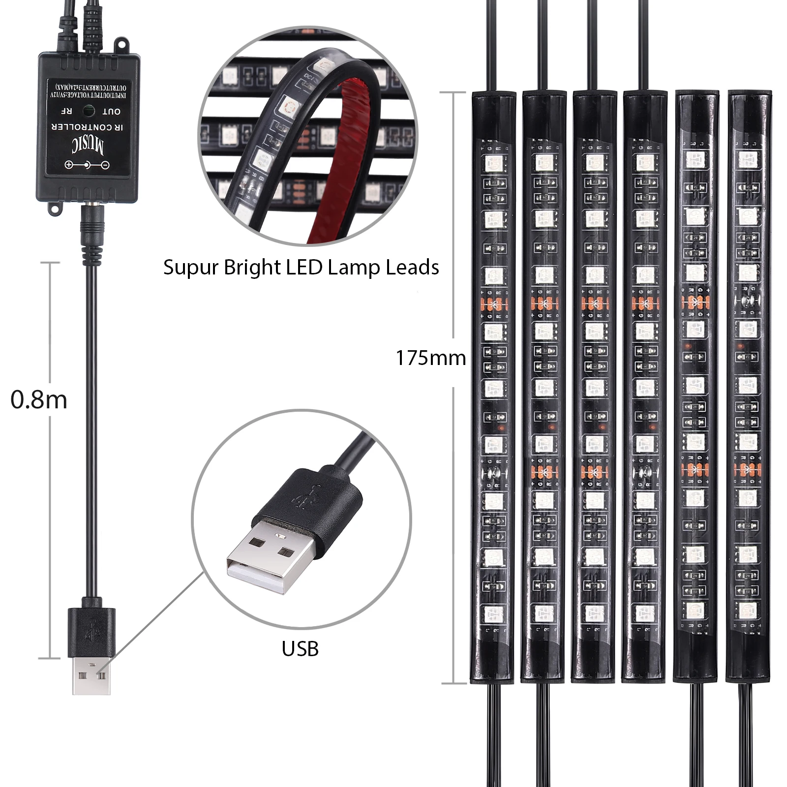 AUTOUTLET 12 светодиодный RGB автомобильный светильник в 60 SMD 2835 водонепроницаемая