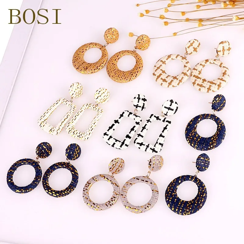 Серьги из ротанга в стиле бохо 2019 Висячие Роскошные Длинные женские серьги
