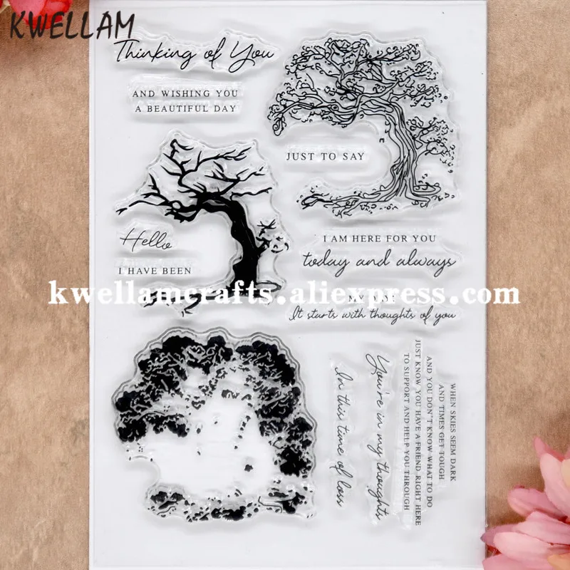 Фотокарточки из резины с надписью Thinking of you Hello Tree 11x16 см 8071909 дюйма|Штампики| |