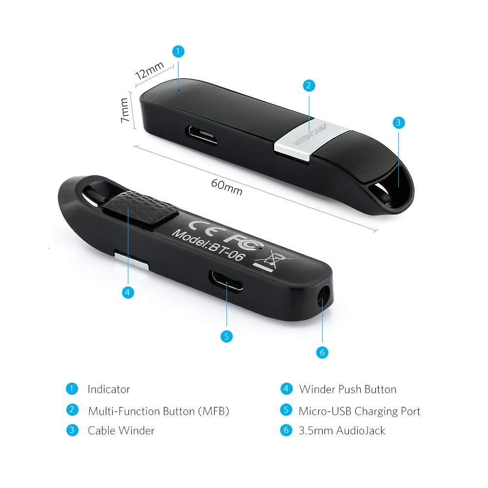 Archeer bluetooth 4 2 + EDR 3 приемник ключ стерео музыка беспроводной аудиоресивер USB