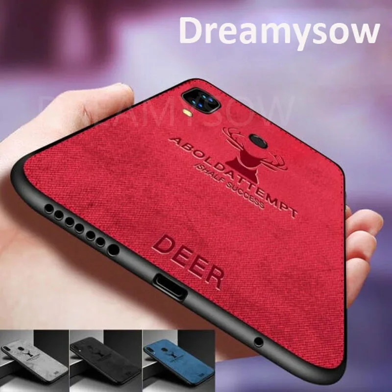Холщовый рельефный чехол с оленем для Huawei Honor 10i P Smart Plus /Y6 Pro 2019 мягкий силиконовый