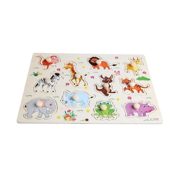 

Wooden Hand Grab Board Puzzle Toys For Child Cartoon Animal Fruit Wood Jigsaw Kids Baby Early Educational Learning Toy