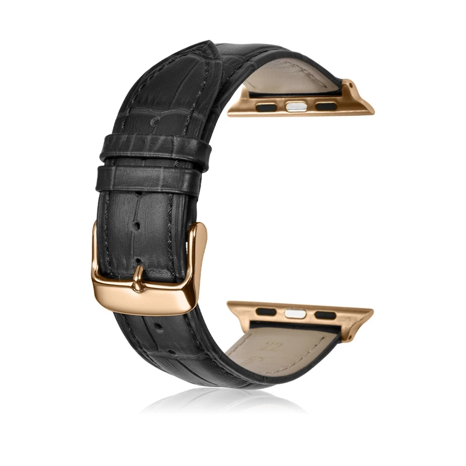 Ремешок для Apple Watch 42 мм 38 Серия 1 2 3 черный ремешок натуральная кожа крокодила