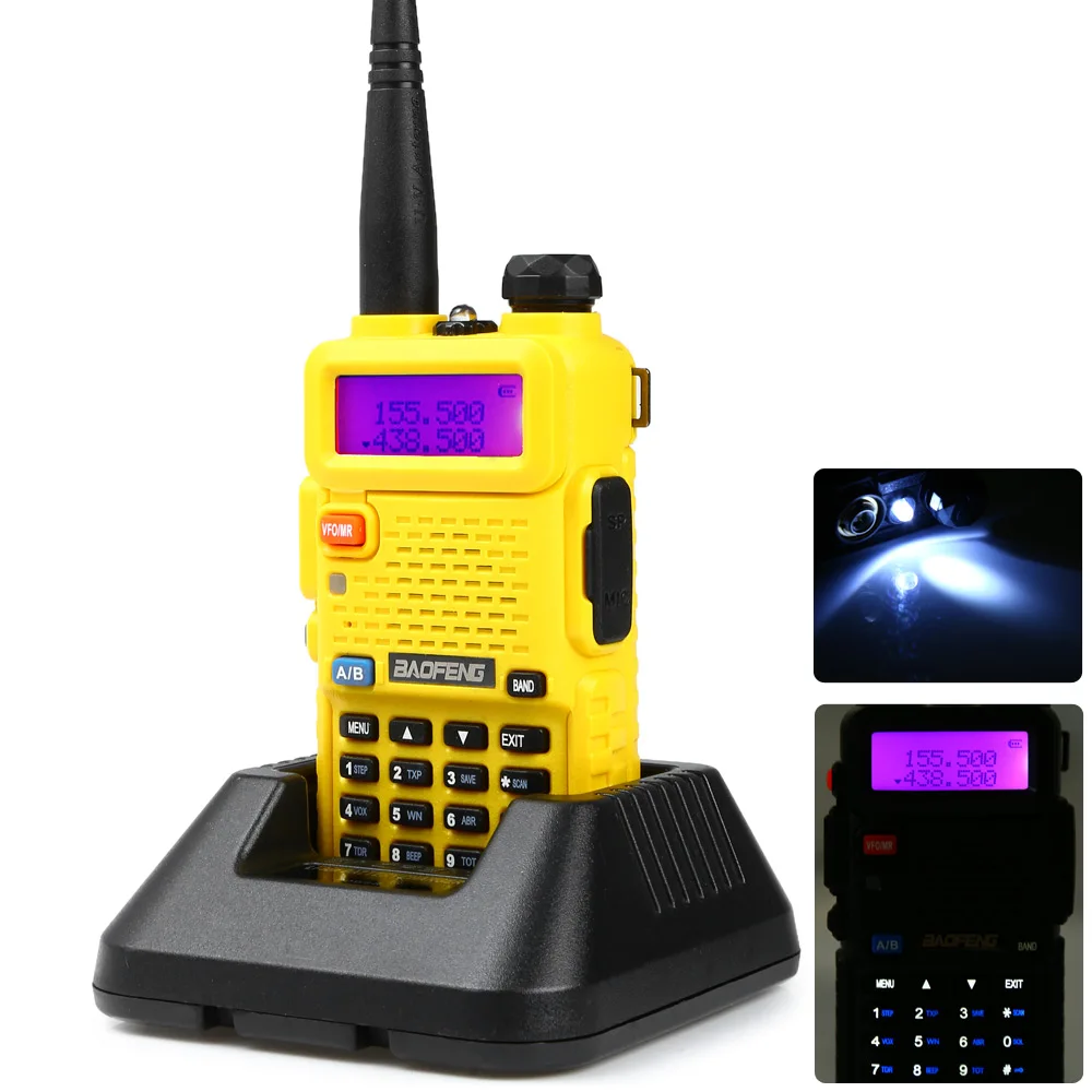 UV 5R VHF/UHF Walkie Talkie 128 канала с светодио дный Свет FM Dual Band автомобилей Мобильный Радио