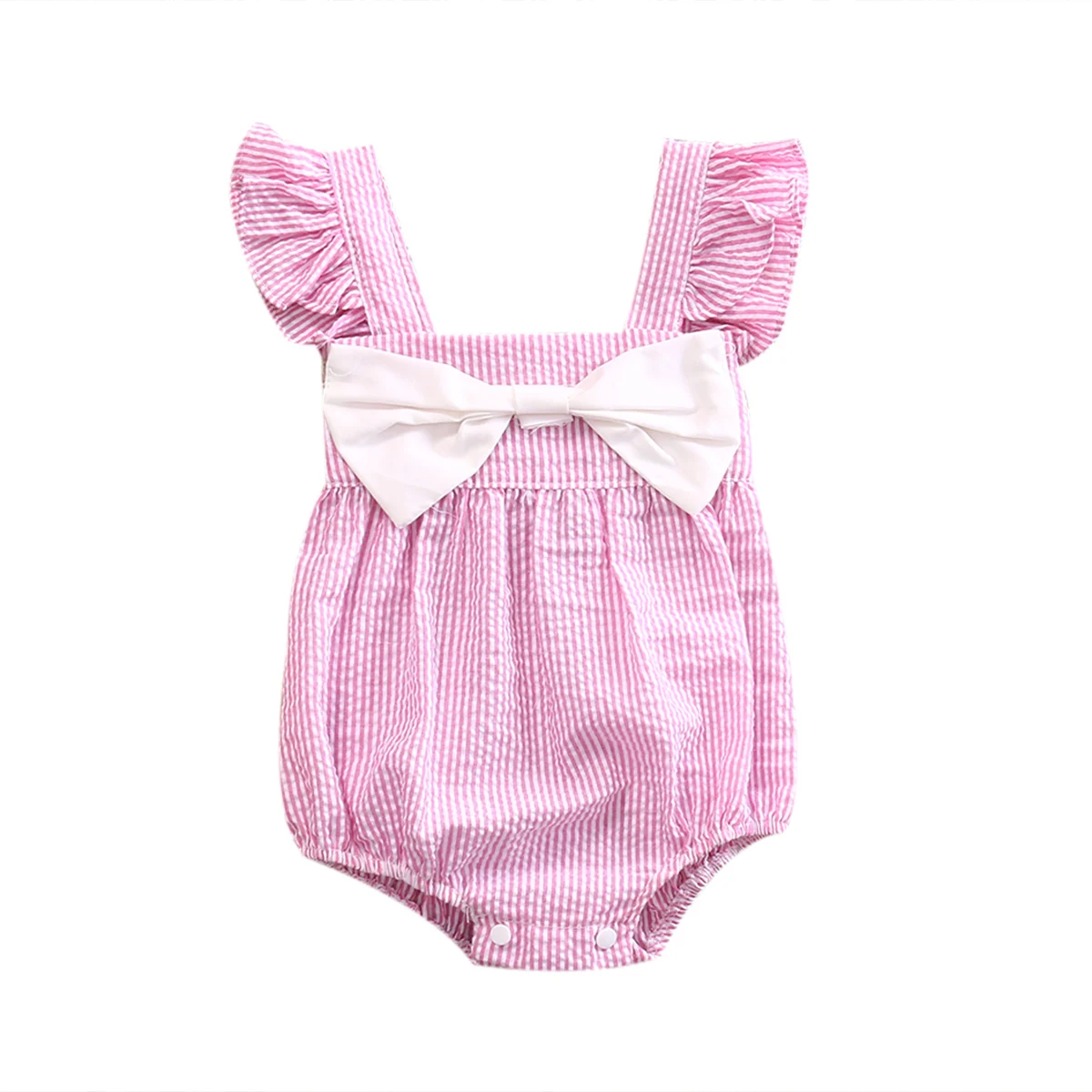 Gashion/Летний хлопковый комбинезон в полоску с бантом для новорожденных девочек