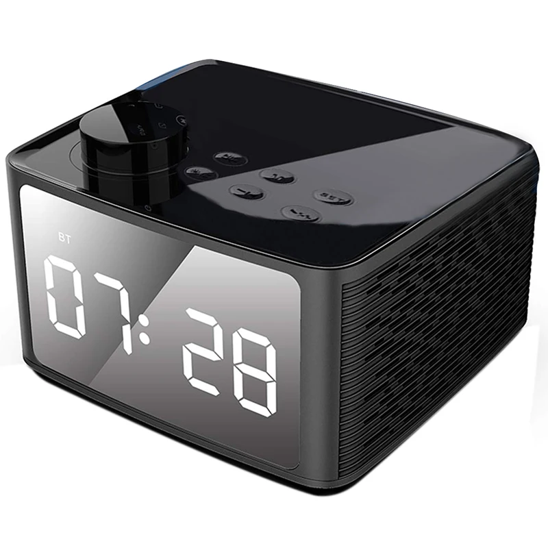 Часы Будильник Радио Беспроводной Bluetooth Динамик с Fm радио и подставка для сотовых