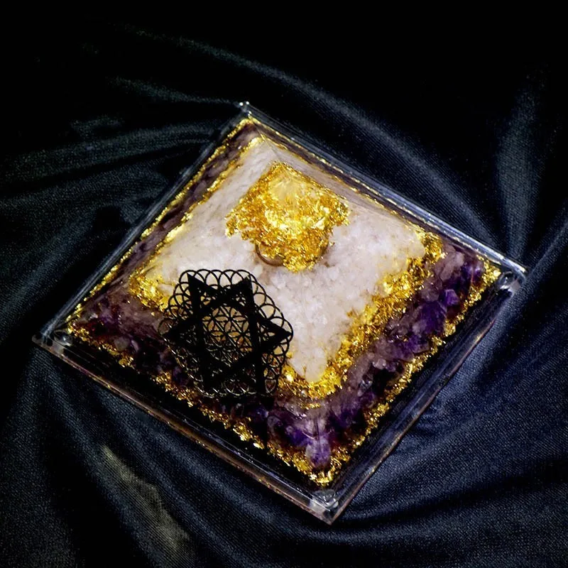 Constellation Customization Orgonite Pyramid Crystal Decoration Seven Chakras Powder Crystal Energy Tower Oro Tarot Astrology