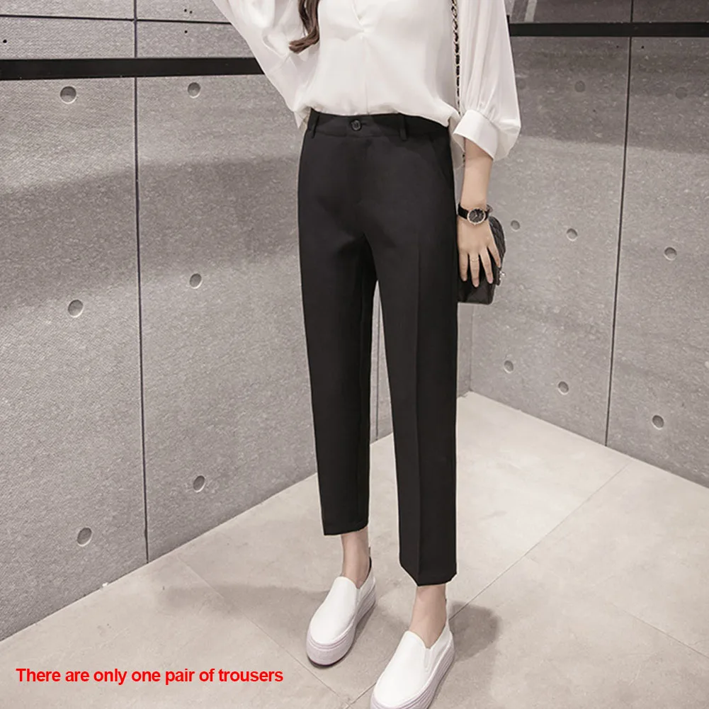 Для женщин офисные Модные шаровары прямые ноги OL стиль девять брюки для девочек