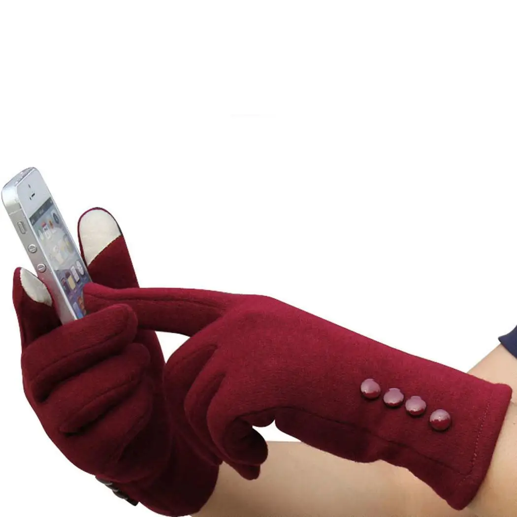 good Solid elastic fit people most Screen Women Gloves GlovesTouch size Fashion One Winter Warm Finger Full | Аксессуары для
