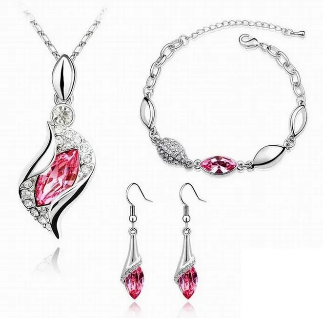 Fashion Crystal Jewelry Sets Water Drop Earrings Pendants Necklaces Dangle Earring Plated for Women | Украшения и аксессуары