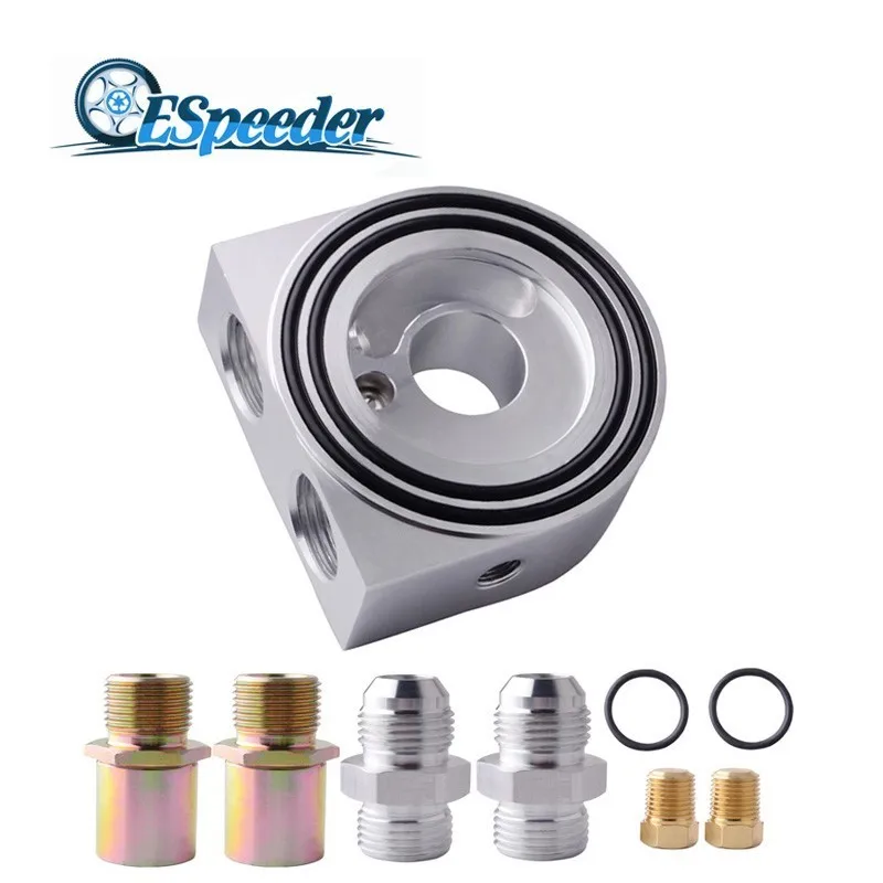 

ESPEEDER Oil Cooler Filter Sandwich Plate Thermostat Adaptor 3/4" 16-UNF With AN10 Fitting Oil Sandwich Adapter