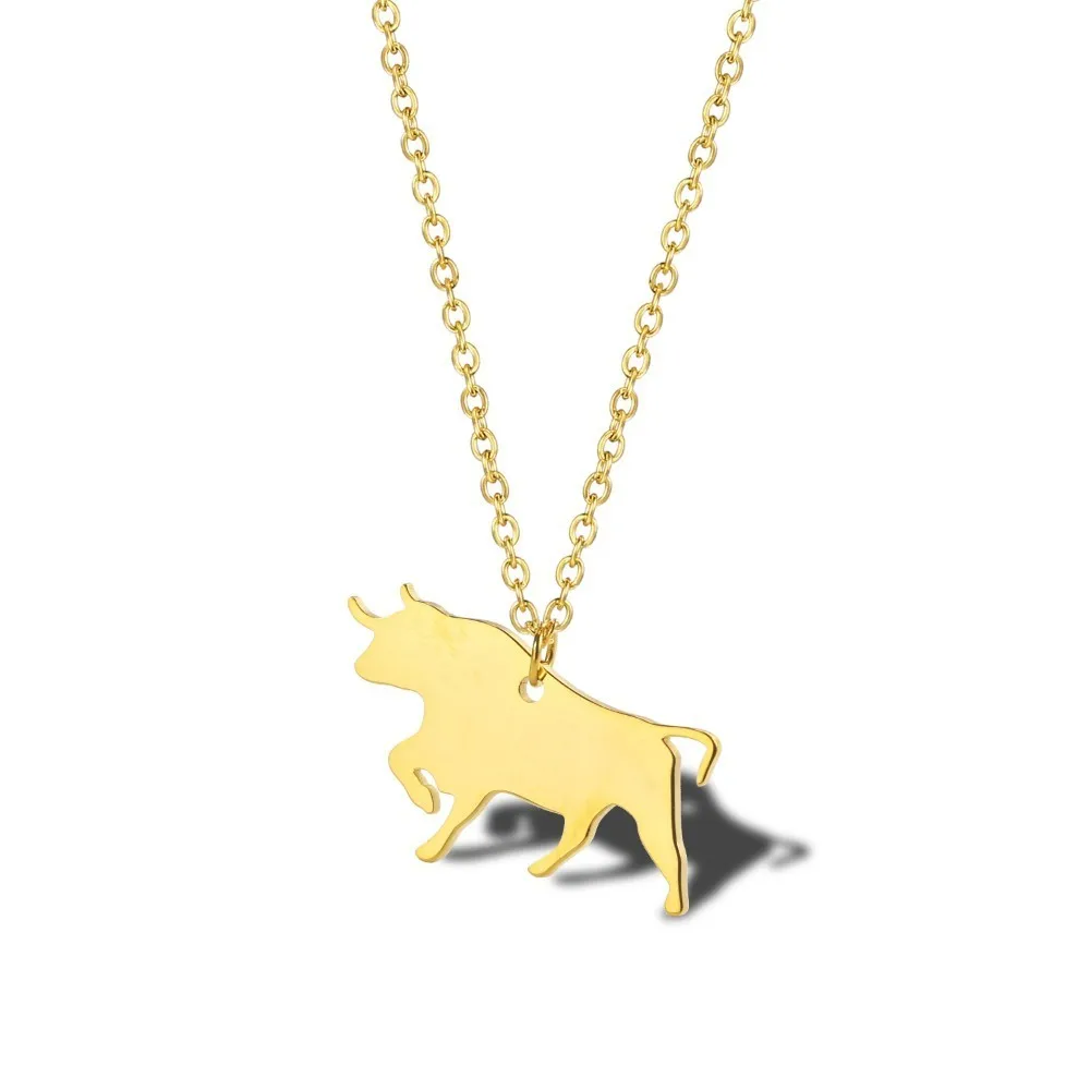 Stainless Steel Cow Necklace Cattle Jewelry Pet Faith Necklaces Farm Animal Pendant Bullfighter Lover Gift For Women Men | Украшения и