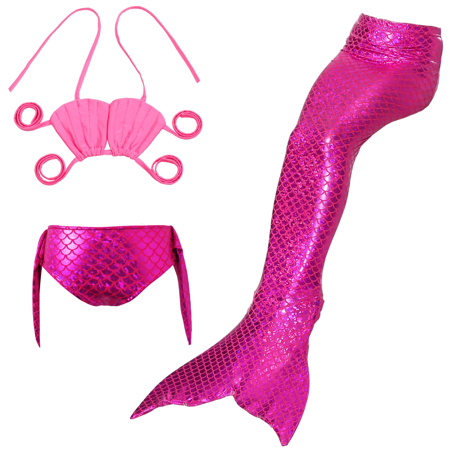 

3Pcs/set Baby Girls Kid Mermaid Tail Dress Bathing Suit Cosplay Bikini Swimsuit Costume Cloth Little Mermaid Tail No Flipper