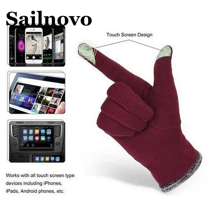 Sailnovo 1Pair Women Fashion Bow Velvet Gloves Lined Touch Screen Warm Winter Casual Guantes Moto Motorcycle | Автомобили и