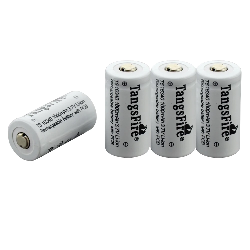 TangsFire 4 шт 16340 CR123A 3 7 v 1000MHA литий ионный аккумулятор белый|Перезаряжаемые батареи| |