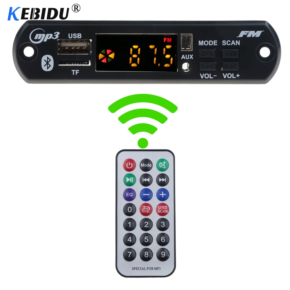 Kebidu Bluetooth MP3 декодер плата 5 в 12 В аудио модуль для автомобиля удаленный