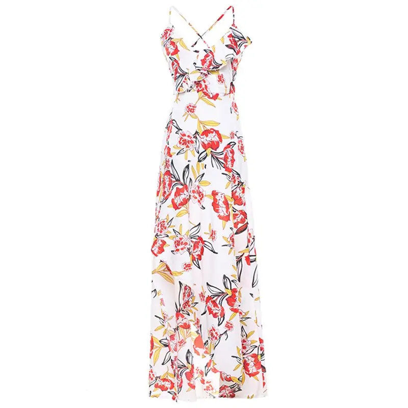 Boho Макси платье женское желтое шикарное модное уличное пляжное с рюшами и