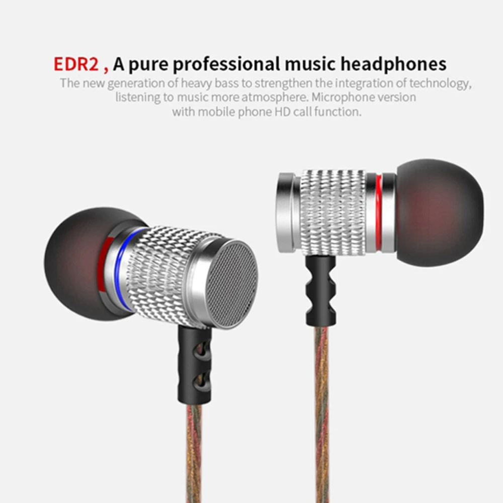 Kz Edr2 наушники в ухо Металлические тяжелые Супер Бас Звук Наушники для смартфона