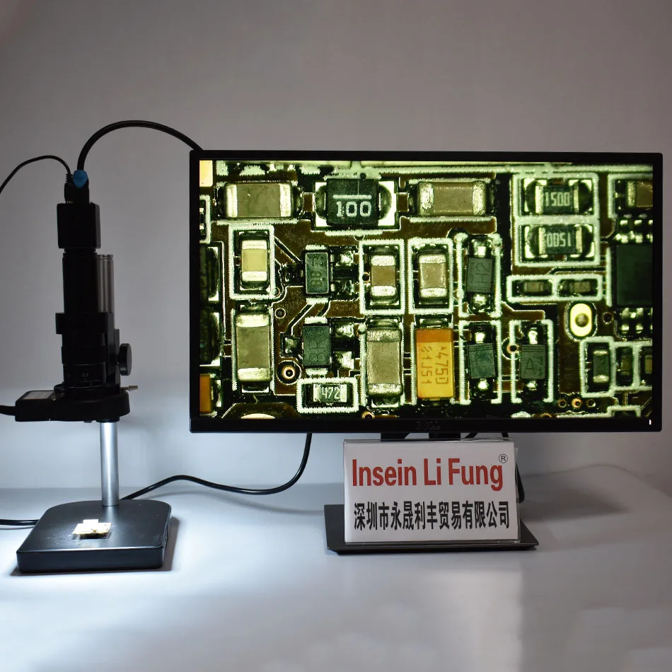 

Цифровой электронный видеомикроскоп HD 1080P МП HDMI + 10X-180X зум C-образное Крепление объектива + светодиодная подсветка + держатель для ремонта пе...