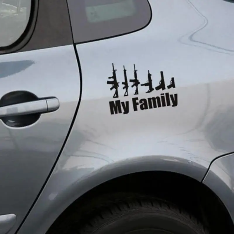 MY FAMILY Words Gun Car Sticker Reflective Window Vinyl Decals | Автомобили и мотоциклы