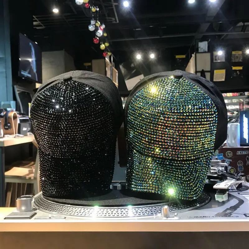 2019 Rhinestones Pearl Sequins Baseball Cap For Women Summer Cotton Hat Girls Snapback Hip Hop Hat Gorras