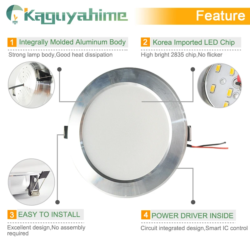Kaguyahime 3W 5W 7W 9W 15W светодиодные светильники Алюминий Spotlight 220V Ультра тонкий Гостиная