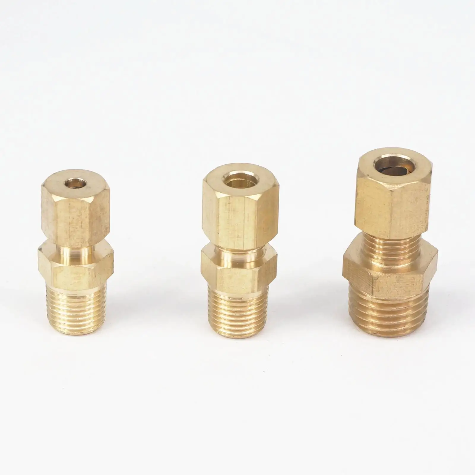 

1/8" 1/4" 3/8" 1/2" NPT Male x Fit Tube O.D 1/8" 3/16" 1/4" 3/8" Compression Union Brass Pipe Fitting Connectors 229 PSI